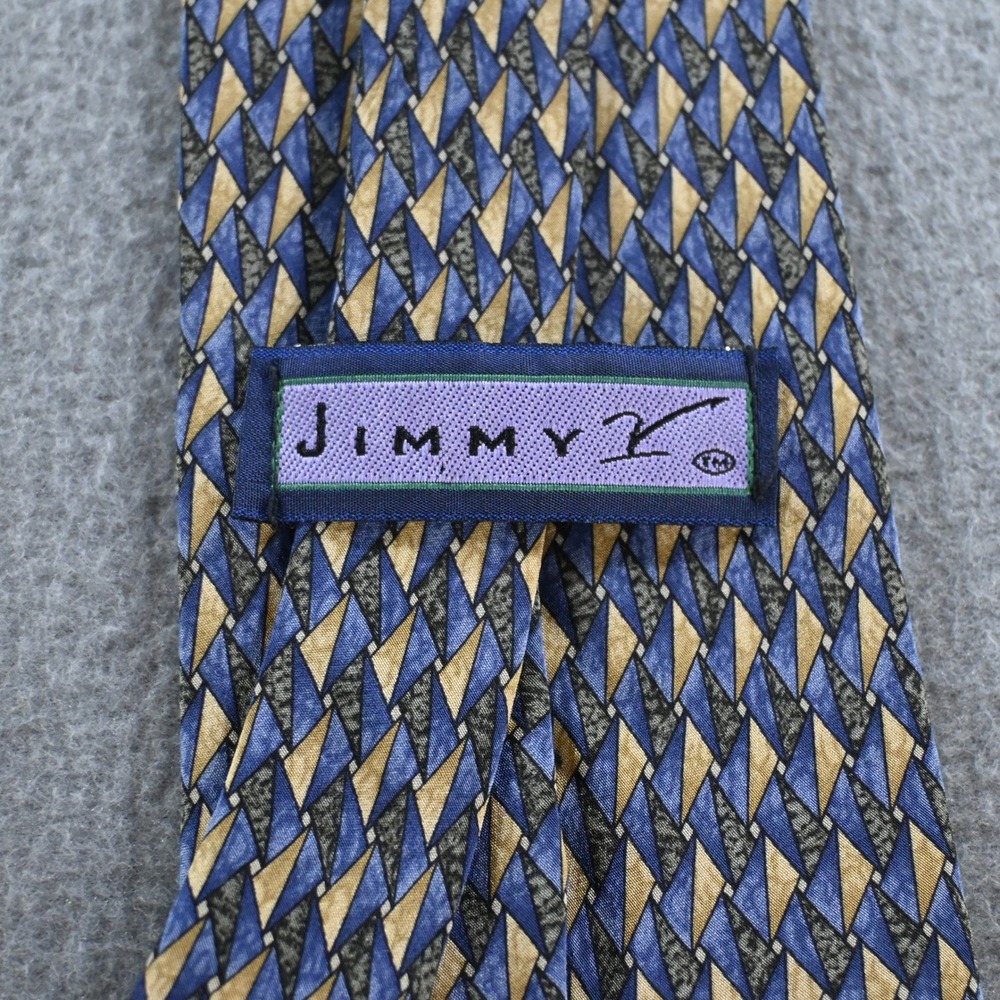 Jimmy Z Mens John Madden Collection Two Geometric Silk Necktie OS Blue Gold - Picture 2 of 7